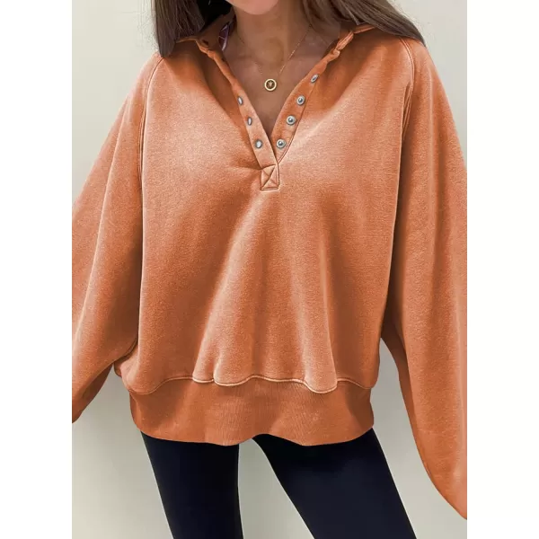 Dokotoo Womens 2023 Fashion Oversized Loose Lantern Sleeve Button Collar Pullover Sweatshirts Tops