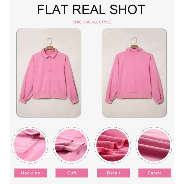 Dokotoo Womens 2023 Fashion Oversized Loose Lantern Sleeve Button Collar Pullover Sweatshirts Tops