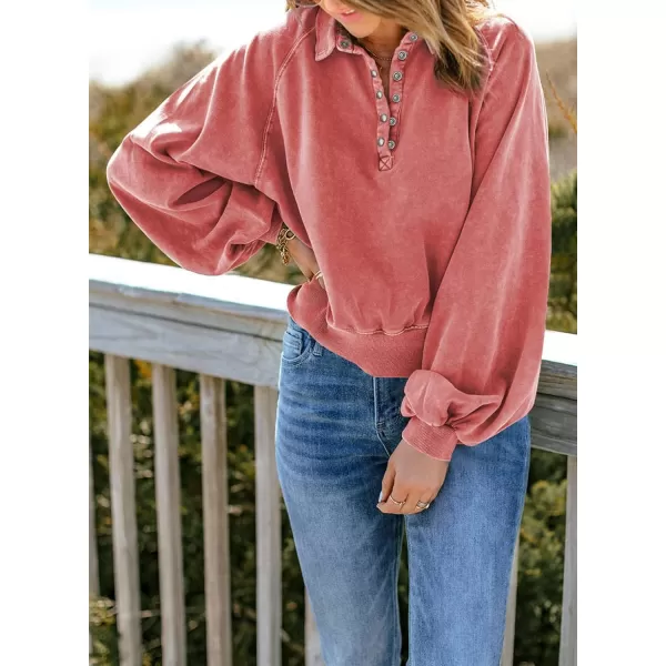 Dokotoo Womens 2023 Fashion Oversized Loose Lantern Sleeve Button Collar Pullover Sweatshirts Tops