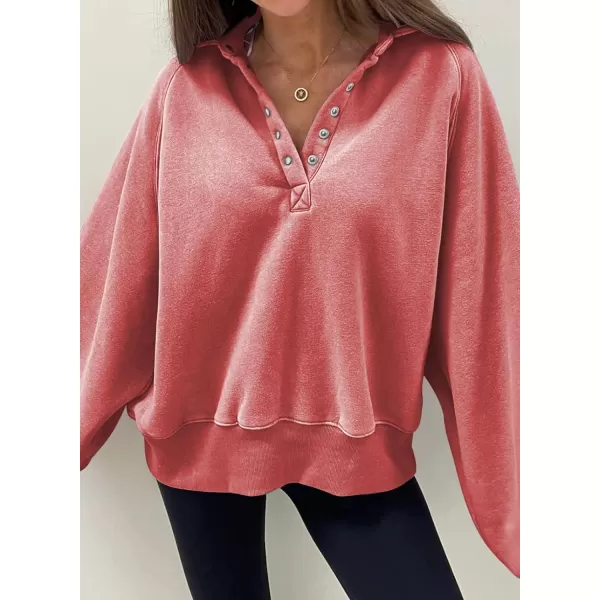 Dokotoo Womens 2023 Fashion Oversized Loose Lantern Sleeve Button Collar Pullover Sweatshirts Tops
