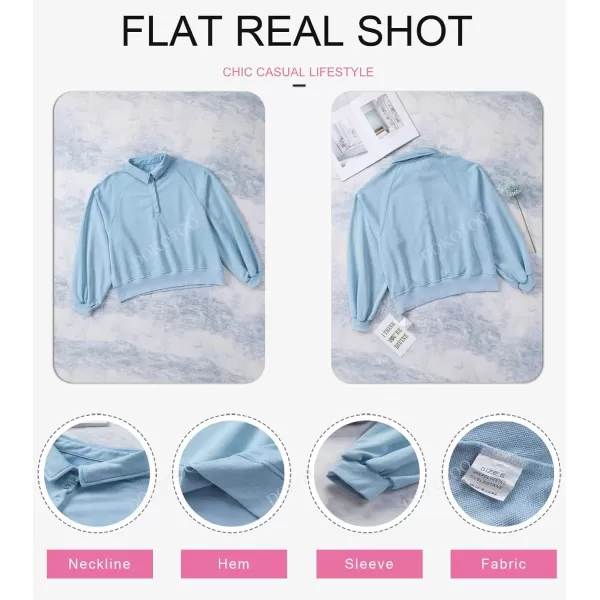 Dokotoo Womens 2023 Fashion Oversized Loose Lantern Sleeve Button Collar Pullover Sweatshirts Tops