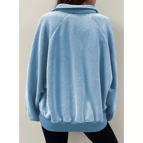 Dokotoo Womens 2023 Fashion Oversized Loose Lantern Sleeve Button Collar Pullover Sweatshirts Tops