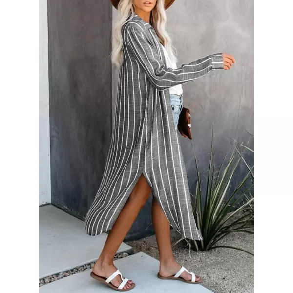 Dokotoo Womens 2023 Fashion Striped Print Kimono Tassel Casual Cardigan Loose Cover ups S-XL