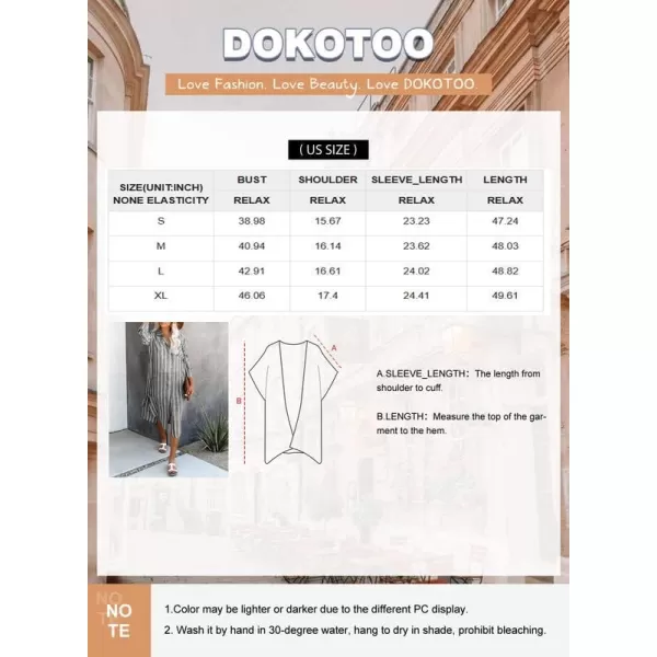 Dokotoo Womens 2023 Fashion Striped Print Kimono Tassel Casual Cardigan Loose Cover ups S-XL
