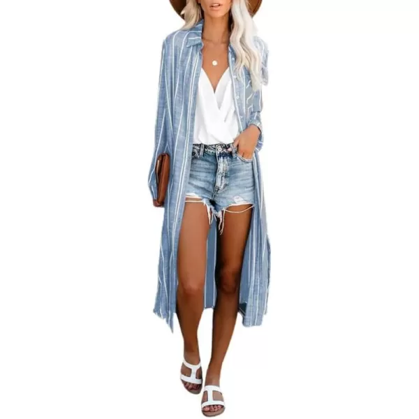 Dokotoo Womens 2023 Fashion Striped Print Kimono Tassel Casual Cardigan Loose Cover ups S-XL