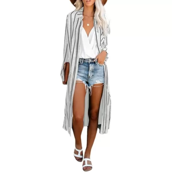 Dokotoo Womens 2023 Fashion Striped Print Kimono Tassel Casual Cardigan Loose Cover ups S-XL