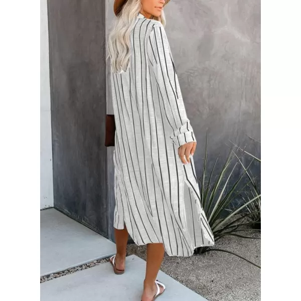 Dokotoo Womens 2023 Fashion Striped Print Kimono Tassel Casual Cardigan Loose Cover ups S-XL