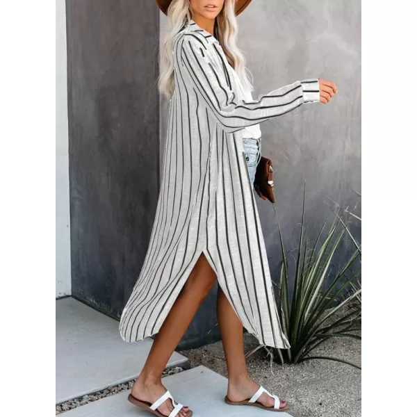 Dokotoo Womens 2023 Fashion Striped Print Kimono Tassel Casual Cardigan Loose Cover ups S-XL