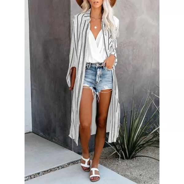 Dokotoo Womens 2023 Fashion Striped Print Kimono Tassel Casual Cardigan Loose Cover ups S-XL