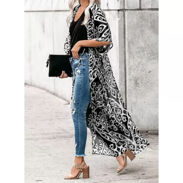 Dokotoo Womens 2023 Fashion Summer Print Kimono Casual Cardigans Loose Cover ups