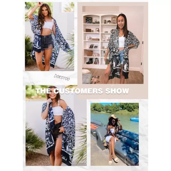 Dokotoo Womens 2023 Fashion Summer Print Kimono Casual Cardigans Loose Cover ups