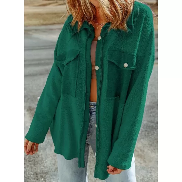 Dokotoo Womens 2023 Lapel Long Sleeve Raw Edge Shacket Jacket Button Down Fall Shirt Coat with Pockets