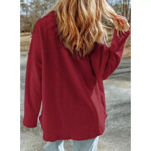 Dokotoo Womens 2023 Lapel Long Sleeve Raw Edge Shacket Jacket Button Down Fall Shirt Coat with Pockets