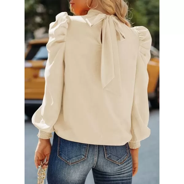 Dokotoo Womens 2023 Long Sleeve High Neck Puff Long Sleeve Casual Loose Shirts Tops and Blouses