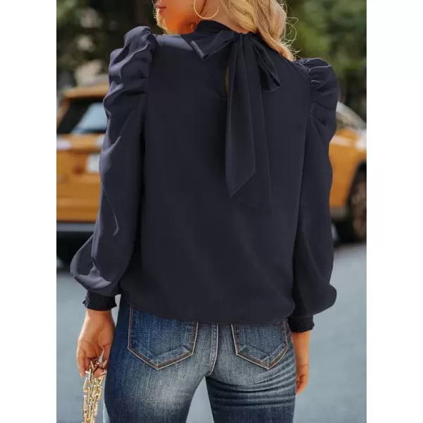 Dokotoo Womens 2023 Long Sleeve High Neck Puff Long Sleeve Casual Loose Shirts Tops and Blouses