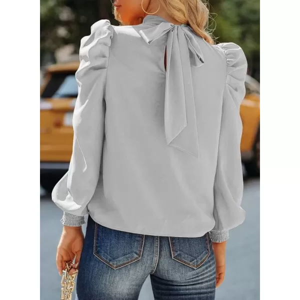 Dokotoo Womens 2023 Long Sleeve High Neck Puff Long Sleeve Casual Loose Shirts Tops and Blouses