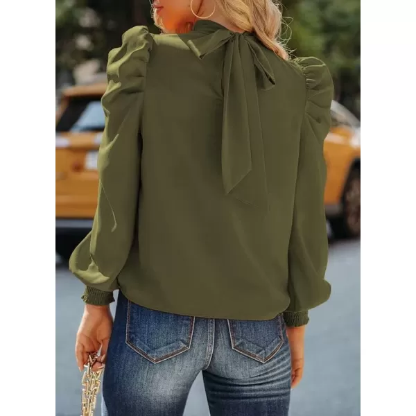 Dokotoo Womens 2023 Long Sleeve High Neck Puff Long Sleeve Casual Loose Shirts Tops and Blouses