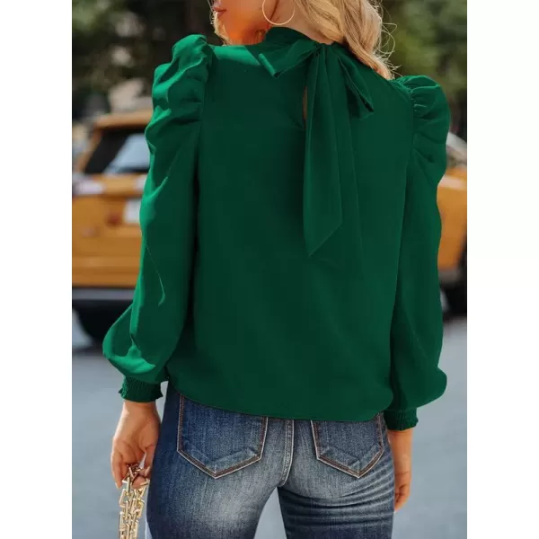 Dokotoo Womens 2023 Long Sleeve High Neck Puff Long Sleeve Casual Loose Shirts Tops and Blouses