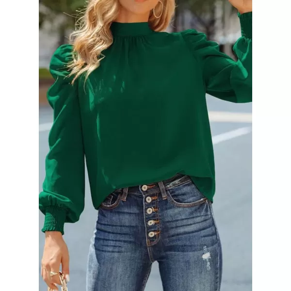 Dokotoo Womens 2023 Long Sleeve High Neck Puff Long Sleeve Casual Loose Shirts Tops and Blouses