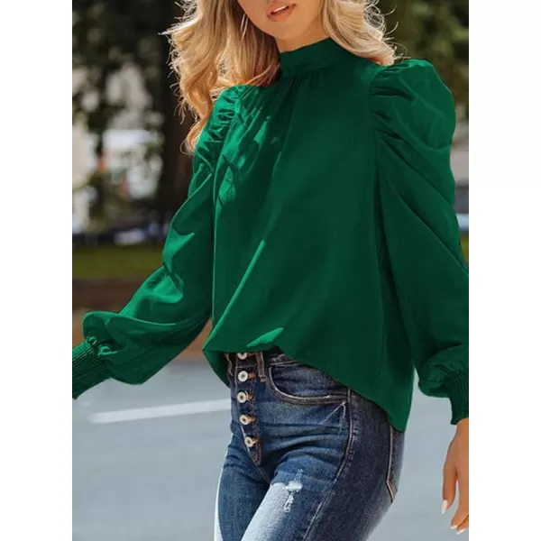 Dokotoo Womens 2023 Long Sleeve High Neck Puff Long Sleeve Casual Loose Shirts Tops and Blouses