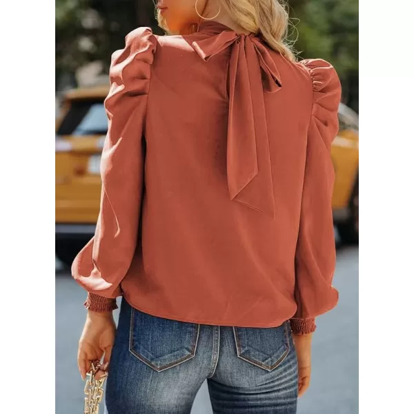 Dokotoo Womens 2023 Long Sleeve High Neck Puff Long Sleeve Casual Loose Shirts Tops and Blouses