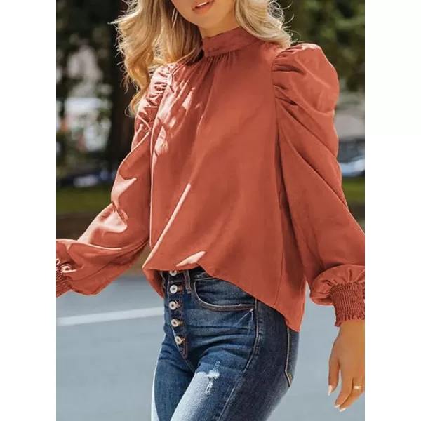 Dokotoo Womens 2023 Long Sleeve High Neck Puff Long Sleeve Casual Loose Shirts Tops and Blouses