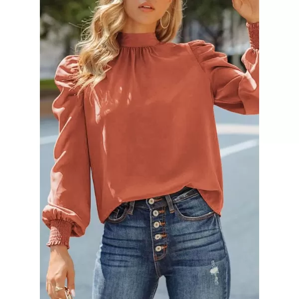 Dokotoo Womens 2023 Long Sleeve High Neck Puff Long Sleeve Casual Loose Shirts Tops and Blouses