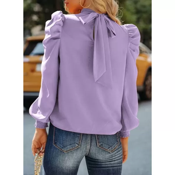 Dokotoo Womens 2023 Long Sleeve High Neck Puff Long Sleeve Casual Loose Shirts Tops and Blouses