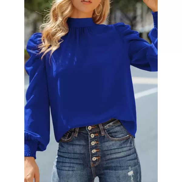 Dokotoo Womens 2023 Long Sleeve High Neck Puff Long Sleeve Casual Loose Shirts Tops and Blouses
