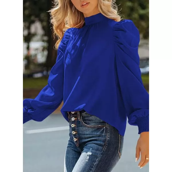 Dokotoo Womens 2023 Long Sleeve High Neck Puff Long Sleeve Casual Loose Shirts Tops and Blouses