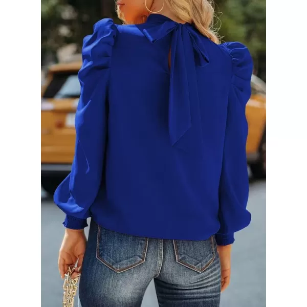 Dokotoo Womens 2023 Long Sleeve High Neck Puff Long Sleeve Casual Loose Shirts Tops and Blouses