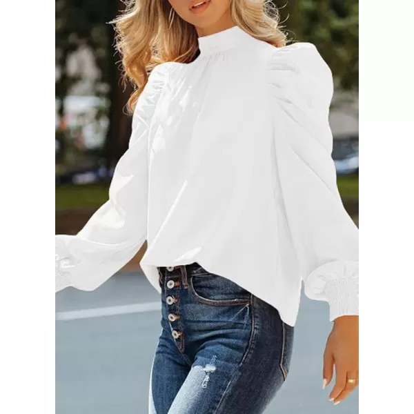 Dokotoo Womens 2023 Long Sleeve High Neck Puff Long Sleeve Casual Loose Shirts Tops and Blouses