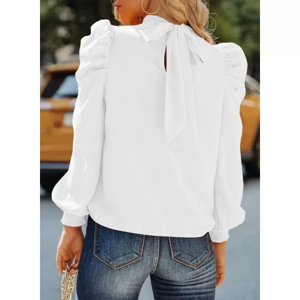 Dokotoo Womens 2023 Long Sleeve High Neck Puff Long Sleeve Casual Loose Shirts Tops and Blouses
