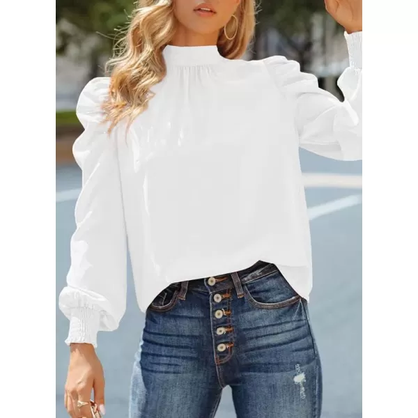 Dokotoo Womens 2023 Long Sleeve High Neck Puff Long Sleeve Casual Loose Shirts Tops and Blouses