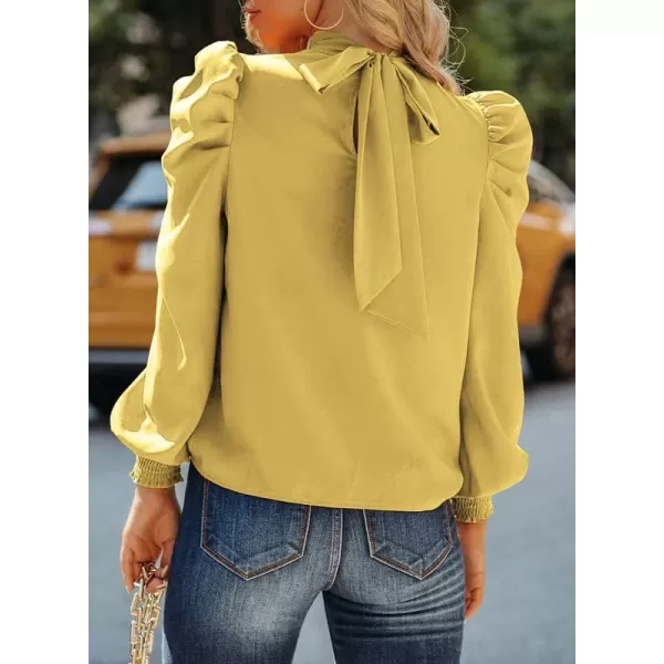 Dokotoo Womens 2023 Long Sleeve High Neck Puff Long Sleeve Casual Loose Shirts Tops and Blouses