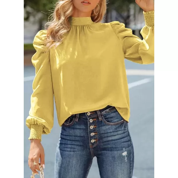 Dokotoo Womens 2023 Long Sleeve High Neck Puff Long Sleeve Casual Loose Shirts Tops and Blouses