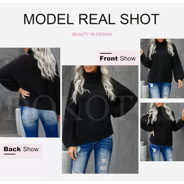 Dokotoo Womens 2023 Loose Oversized Casual Turtle Neck Sweater Pullover Top