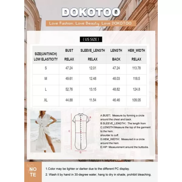 Dokotoo Womens 2023 Summer Beach Dresses Short Sleeve Button-Down Belted Coverups Kimono Cardigan