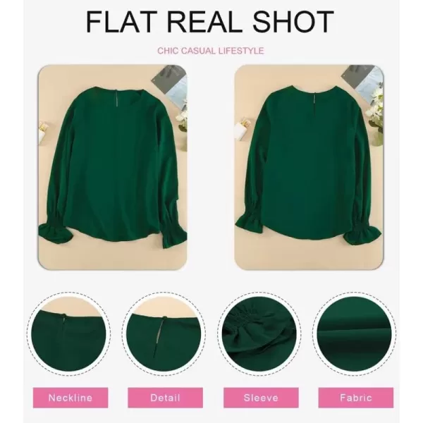 Dokotoo Womens 2023 Summer Long Sleeve Ruffle Bubble Sleeve Casual Loose Shirts Tops and Blouses