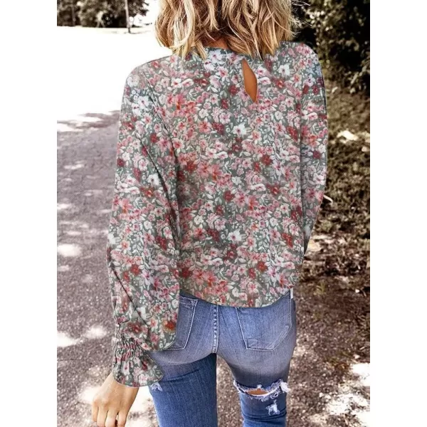 Dokotoo Womens 2023 Summer Long Sleeve Ruffle Bubble Sleeve Casual Loose Shirts Tops and Blouses