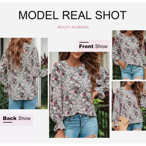 Dokotoo Womens 2023 Summer Long Sleeve Ruffle Bubble Sleeve Casual Loose Shirts Tops and Blouses