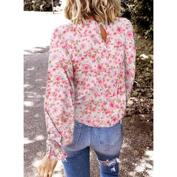 Dokotoo Womens 2023 Summer Long Sleeve Ruffle Bubble Sleeve Casual Loose Shirts Tops and Blouses