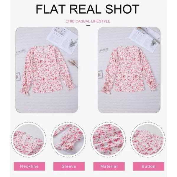 Dokotoo Womens 2023 Summer Long Sleeve Ruffle Bubble Sleeve Casual Loose Shirts Tops and Blouses
