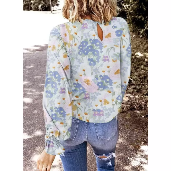 Dokotoo Womens 2023 Summer Long Sleeve Ruffle Bubble Sleeve Casual Loose Shirts Tops and Blouses