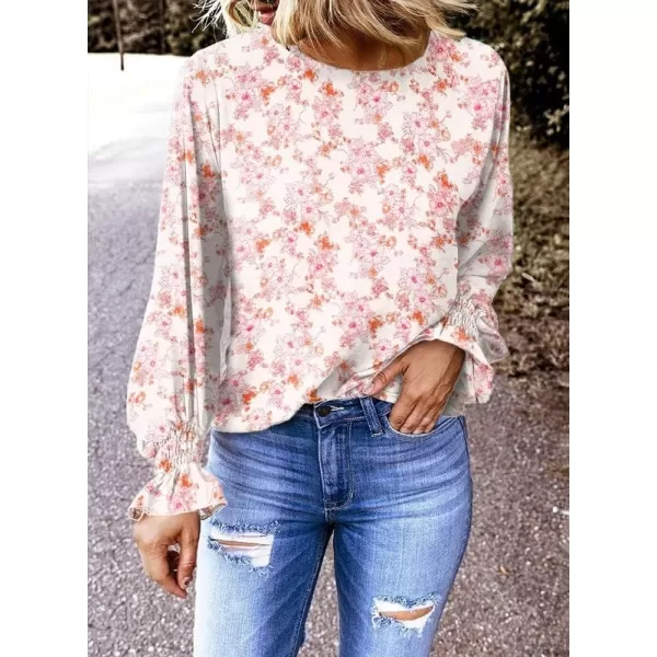 Dokotoo Womens 2023 Summer Long Sleeve Ruffle Bubble Sleeve Casual Loose Shirts Tops and Blouses