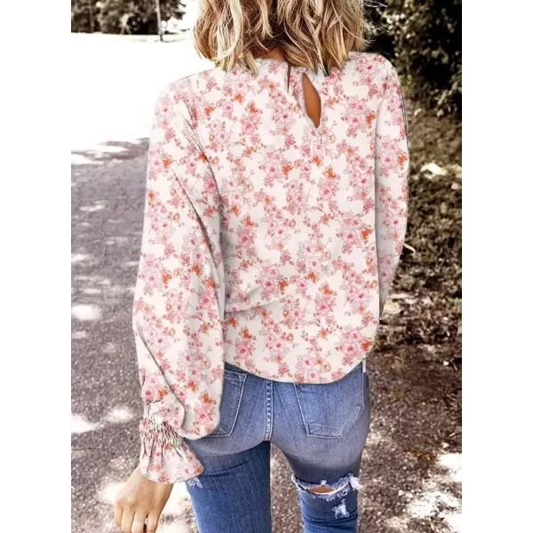 Dokotoo Womens 2023 Summer Long Sleeve Ruffle Bubble Sleeve Casual Loose Shirts Tops and Blouses