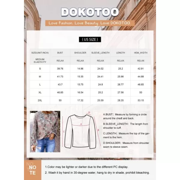 Dokotoo Womens 2023 Summer Long Sleeve Ruffle Bubble Sleeve Casual Loose Shirts Tops and Blouses