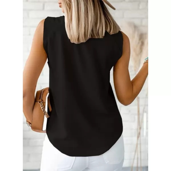 Dokotoo Womens 2023 Summer Tank Tops V-Neck Blouse Sleeveless Knotted Tee Beach Shirts