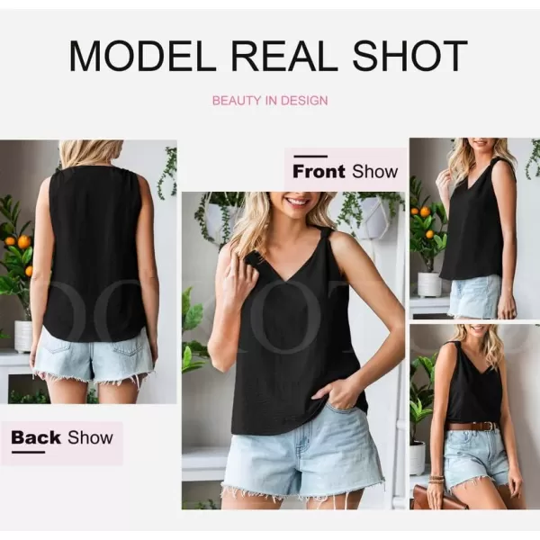 Dokotoo Womens 2023 Summer Tank Tops V-Neck Blouse Sleeveless Knotted Tee Beach Shirts