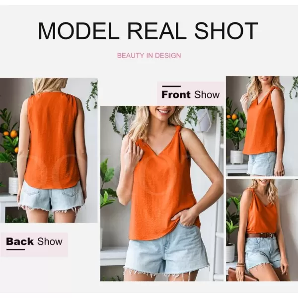 Dokotoo Womens 2023 Summer Tank Tops V-Neck Blouse Sleeveless Knotted Tee Beach Shirts